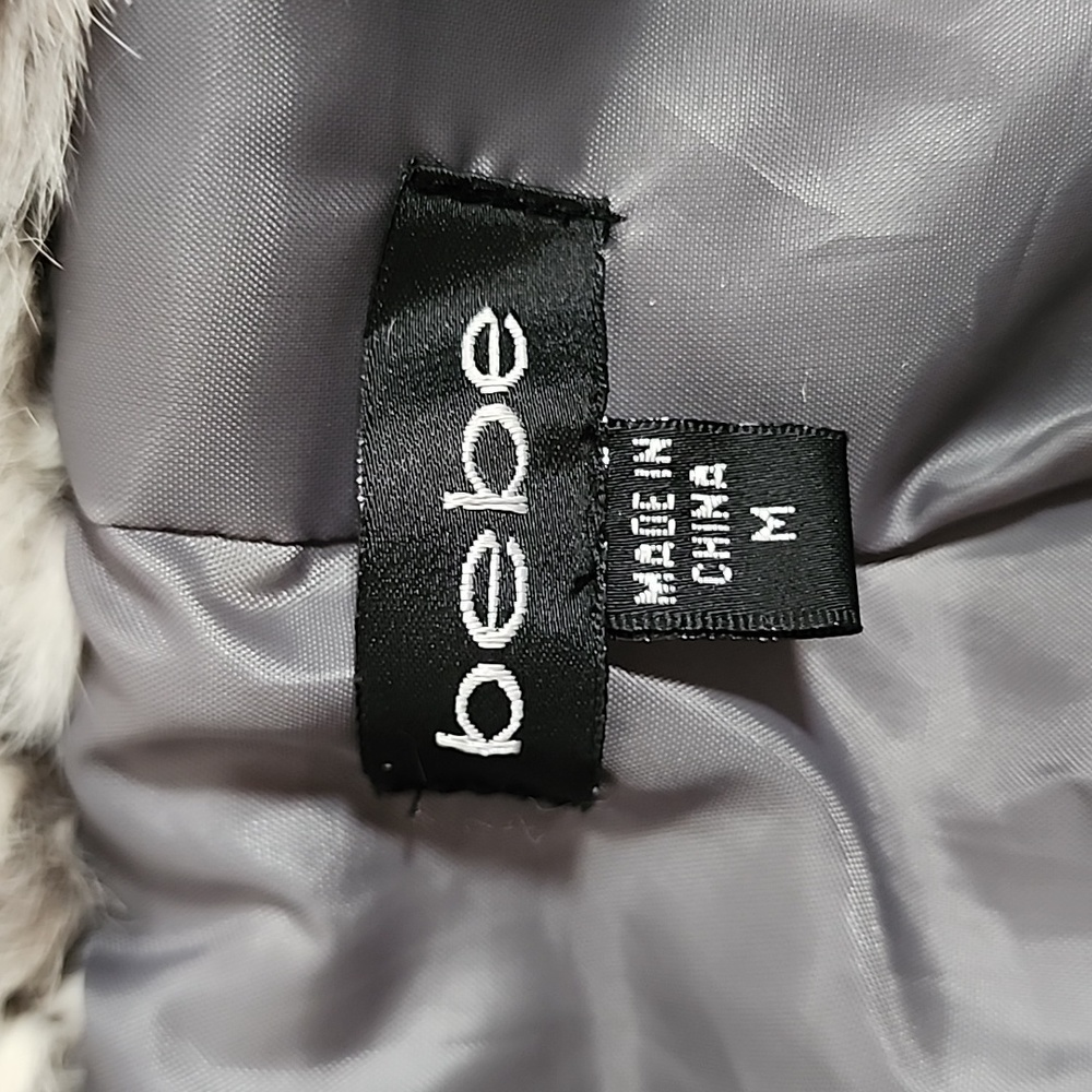 Bebe Rabbit Fur Trimmed Silver Puffer Jacket Coat - Picture 7 of 13